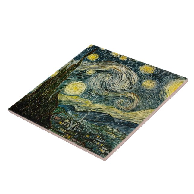 Carreau La nuit étoilée de Vincent van Gogh (1889) (Côté)