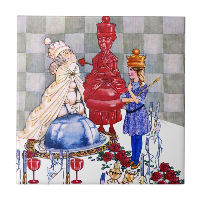 Carreau La Reine Alice, la reine rouge et la reine blanche (Devant)