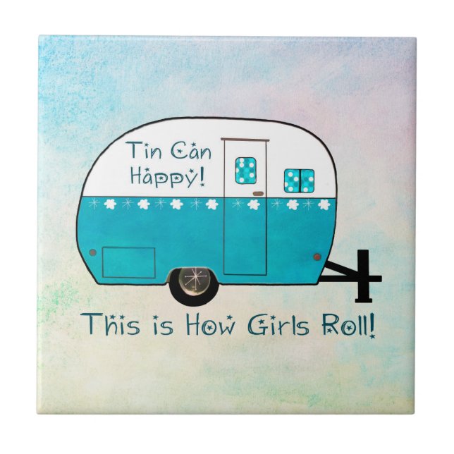 Carreau La rétro tuile | du campeur | des DESSOUS DE VERRE (Devant)