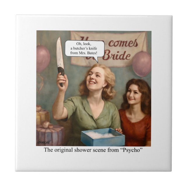 Carreau La scène de douche originale de Psychose. (Devant)