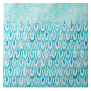 Carreau La sirène brillante turquoise bleue mesure des