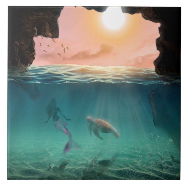 Carreau La sirène et la tortue (Devant)