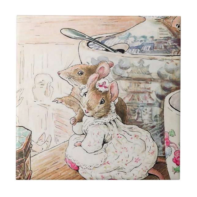 Carreau "La souris écoutée au talon" par Beatrix Potte (Devant)