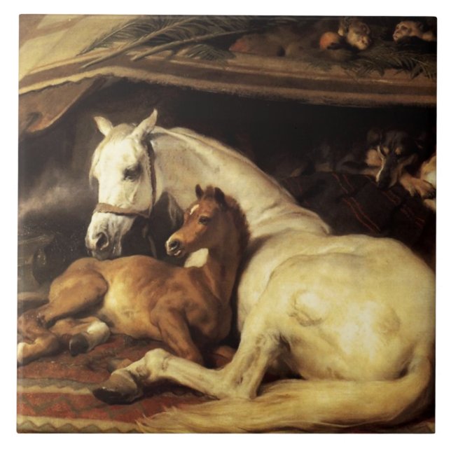 CARREAU LA TENTE ARABE AVEC CHEVAUX ET AUTRES ANIMAUX (Devant)