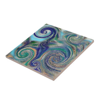 Carreau La terre verte bleue abstraite tourbillonne