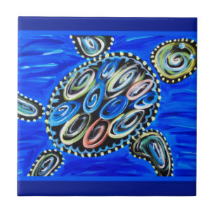 Carreau La tortue de mer couvre de tuiles l'espèce marine