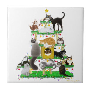 Carreau La tuile d'arbre de chat de Noël