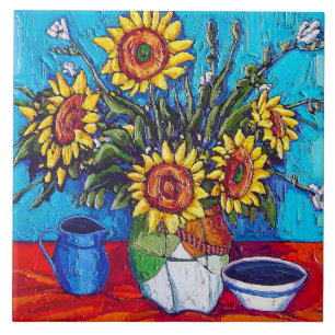 Carreau La tuile de tournesols