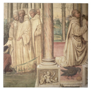 Carreau La vie de St Benoît (fresque) (détail) 2