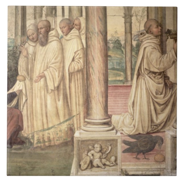 Carreau La vie de St Benoît (fresque) (détail) 2 (Devant)