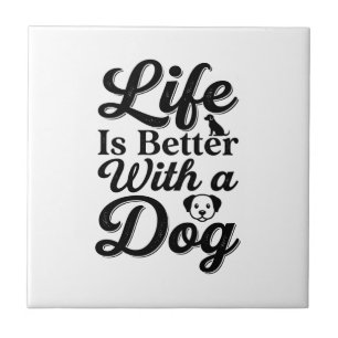 Carreau La vie est meilleure avec un chien vintage t-shirt