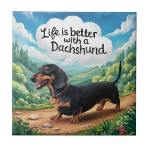 Carreau La Vie Est Meilleure Avec Un Dachshund