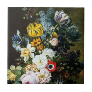 Carreau La vie morte avec la peinture de fleurs