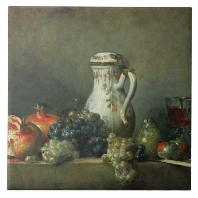 Carreau La vie toujours avec des raisins et les grenades, (Devant)