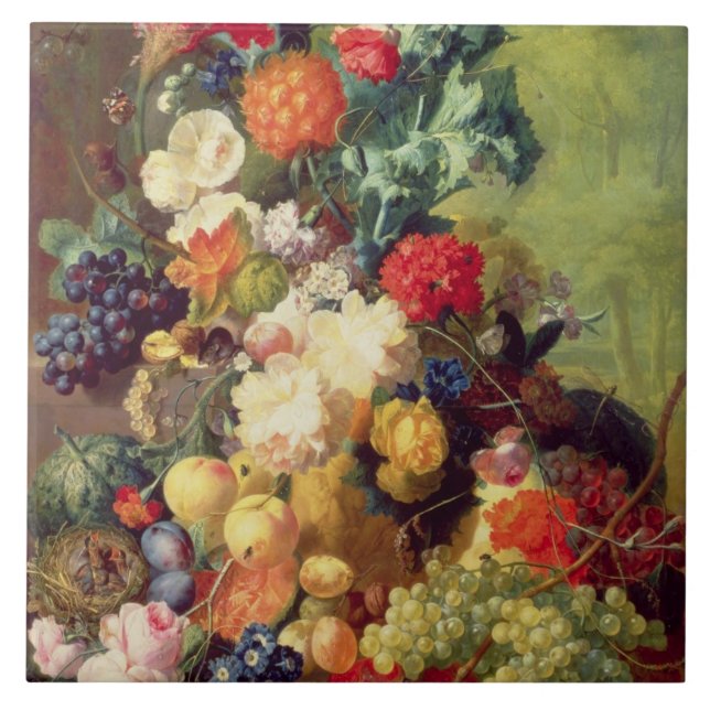 Carreau La vie toujours avec les fleurs et le fruit (Devant)