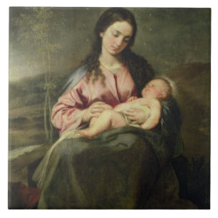 Carreau La Vierge et l'enfant