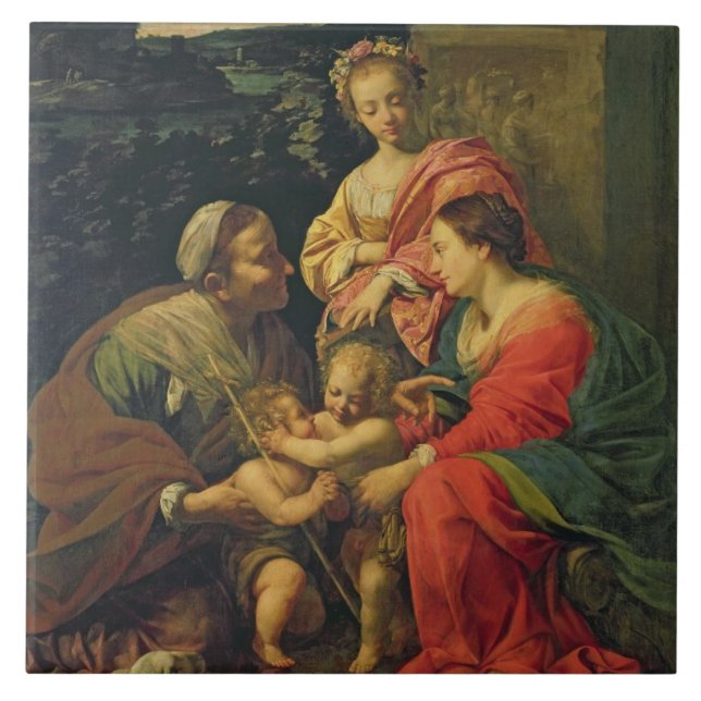 Carreau La Vierge et l'enfant avec St Elizabeth, l'Infan (Devant)