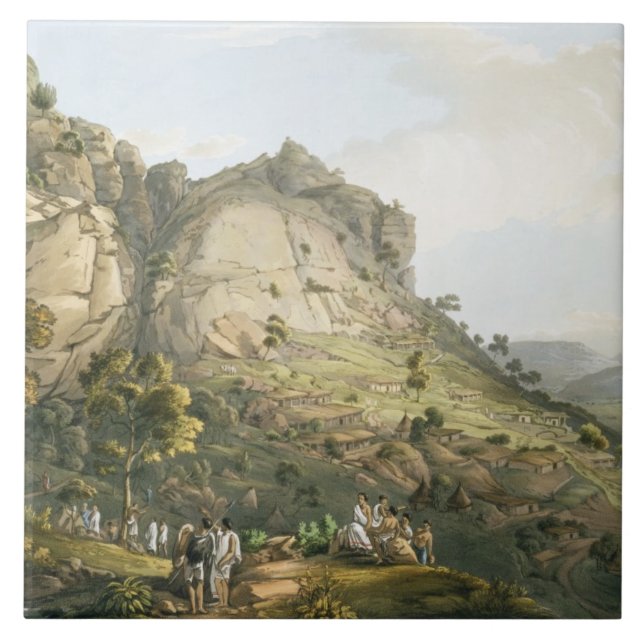 Carreau La ville d'Abha dans Abyssinia, gravée par J. Bluc (Devant)