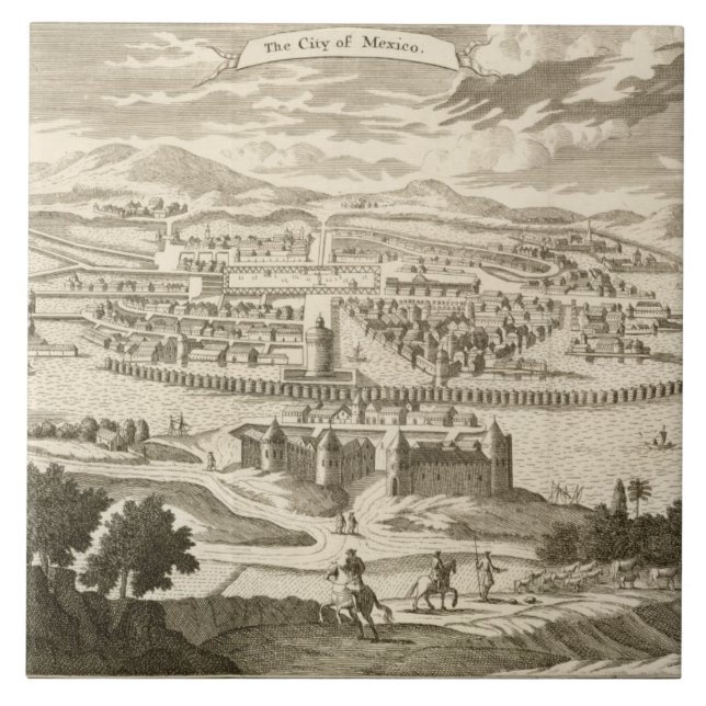 Carreau La ville du Mexique, 1723 (gravure) (Devant)