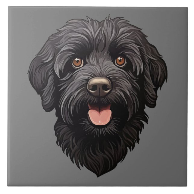 Carreau Labradoodle Chien noir (Devant)