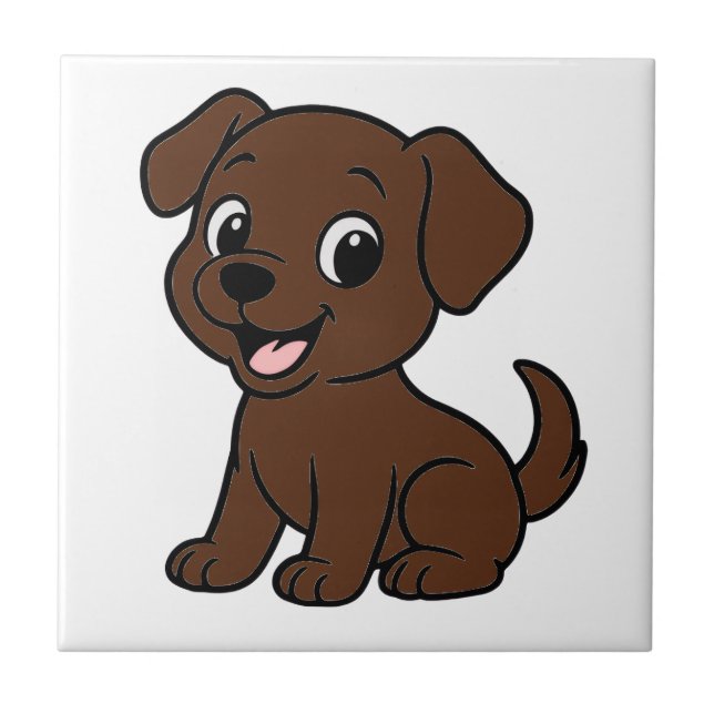 Carreau Labrador chocolat animé (Devant)