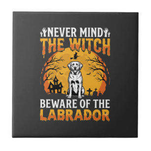 Carreau Labrador Halloween Attention au Chien