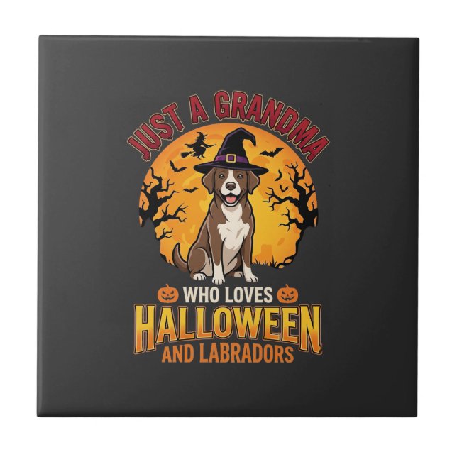 Carreau Labrador Halloween Grand-mère Conception de chien_ (Devant)