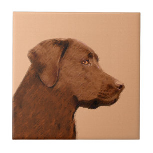 Carreau Labrador Retriever (Chocolat) Peinture - Chien Art