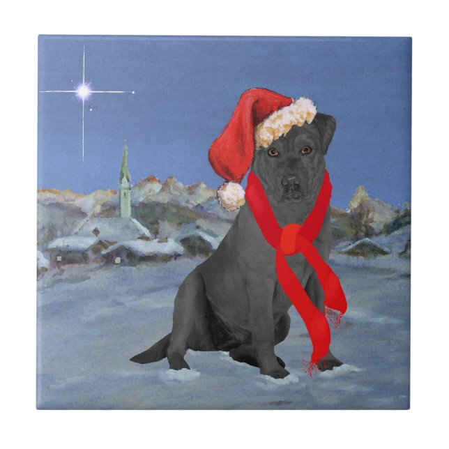 Carreau Labrador Retriever noir de Noël (Devant)