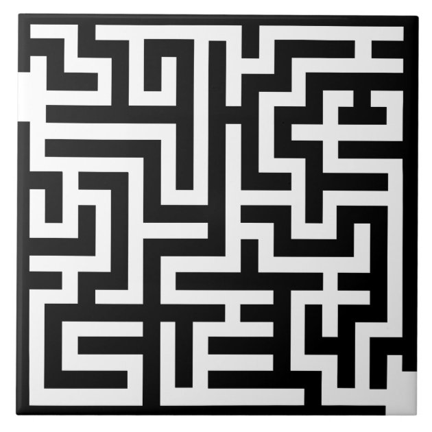 Carreau Labyrinthe noir et blanc Zazzle.fr