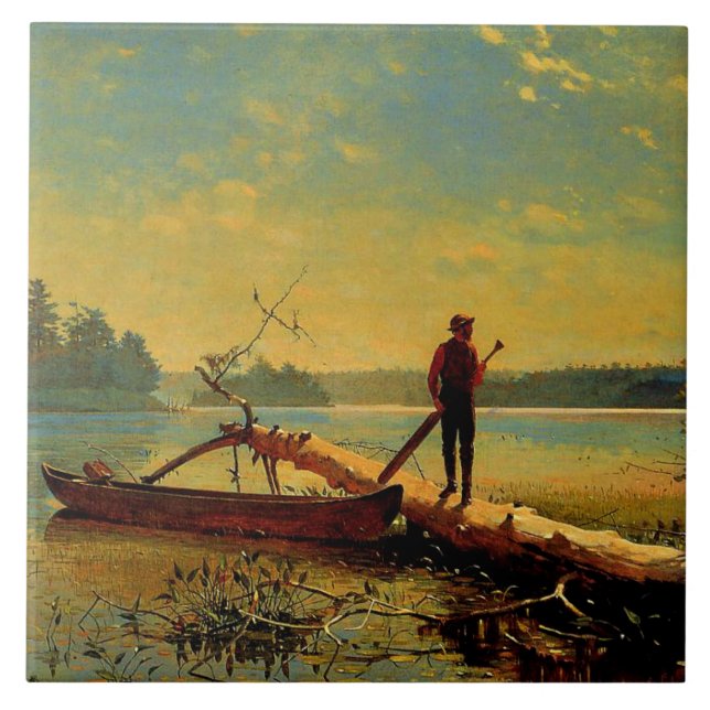 Carreau Lac Adirondack, tableau de Winslow Homer, (Devant)