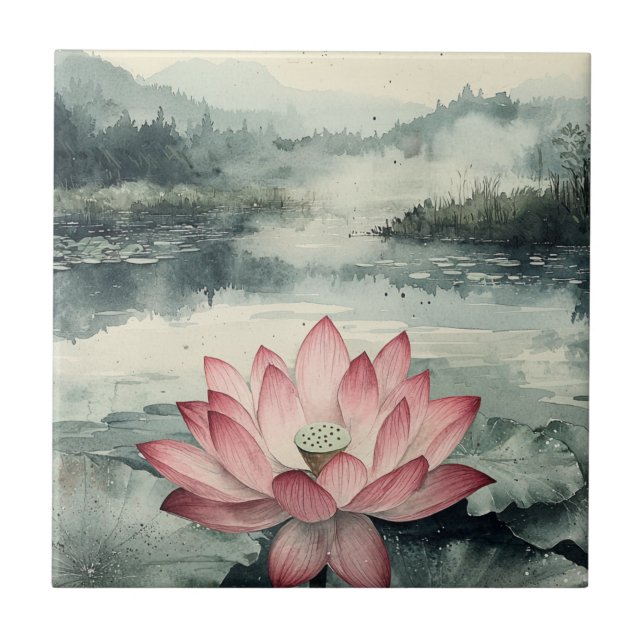 Carreau Lac de lotus au clair de lune (9) (Devant)