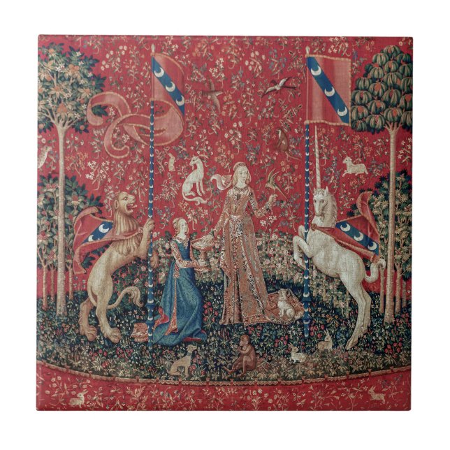 Carreau Lady and Unicorn Medieval Tapestry Taste (Devant)
