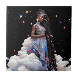 Carreau Lady In Clouds Art Africain Américain