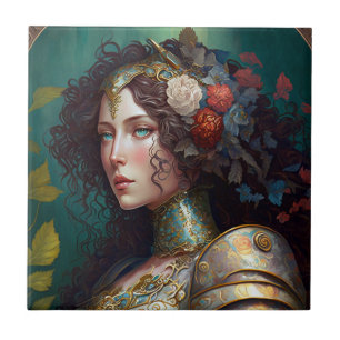 Carreau Lady Knight Warrior Armor Imaginaire Art