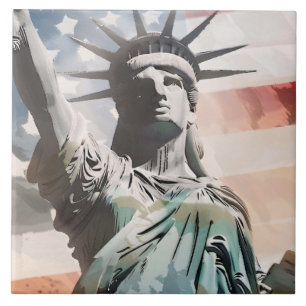 Carreau Lady Liberty et le drapeau américain
