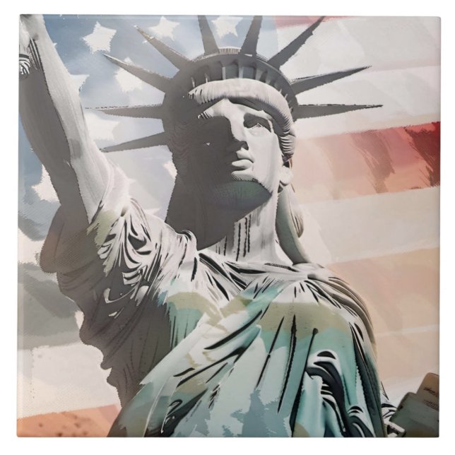 Carreau Lady Liberty et le drapeau américain (Devant)