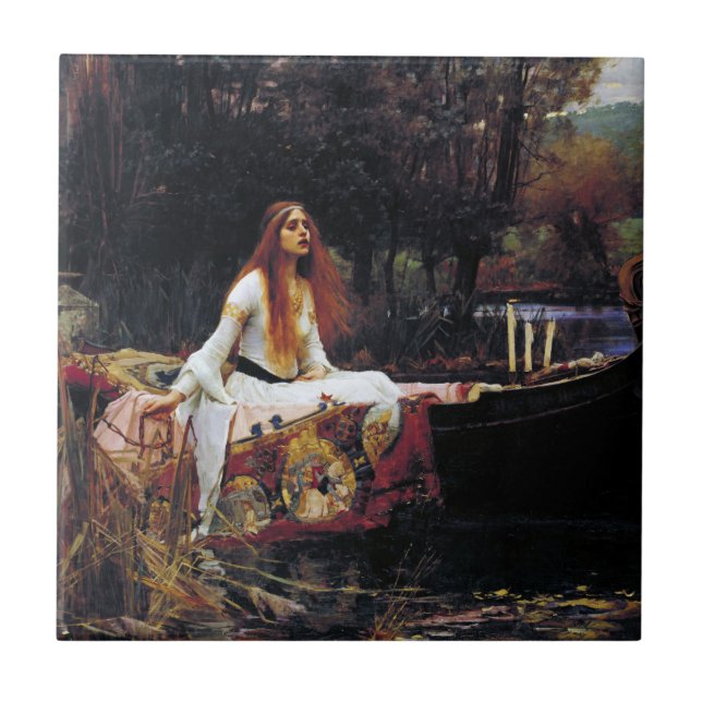 Carreau Lady of Shallot sur bateau Waterhouse Art Tile (Devant)