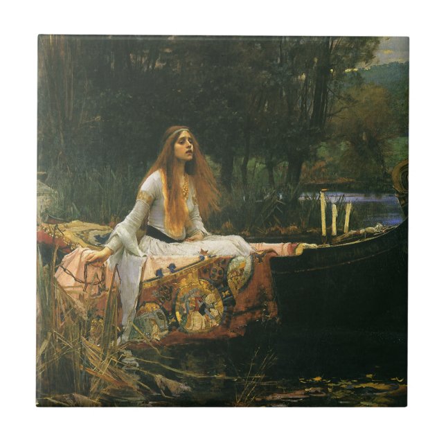 Carreau Lady Shalott On Boat par John William Waterhouse (Devant)
