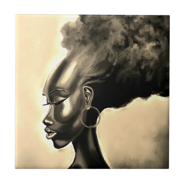Carreau Lady Shy - Jolie femme africaine - Peinture (Devant)