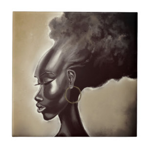 Carreau Lady Shy - Jolie femme africaine - Peinture Art