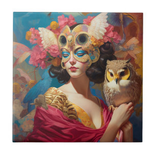 Carreau Lady With Owl Imaginaire Art