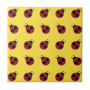 Carreau Ladybug 60s rétro cool rouge jaune