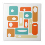 Carreau L'Âge Atomique Funky Se Rectangue Au Milieu Du Siè<br><div class="desc">Cette carreaux de céramique moderne du milieu du siècle funky présente des rectangles abstraits et des ovales blancs,  aux couleurs turquoise,  orange et crème. Cela fera un ajout fantastique à votre projet de carrelage!</div>