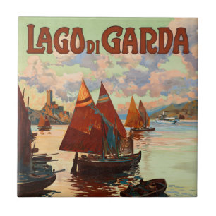 Carreau Lago di Garda, Lac de Garde, Italie Vintage voyage