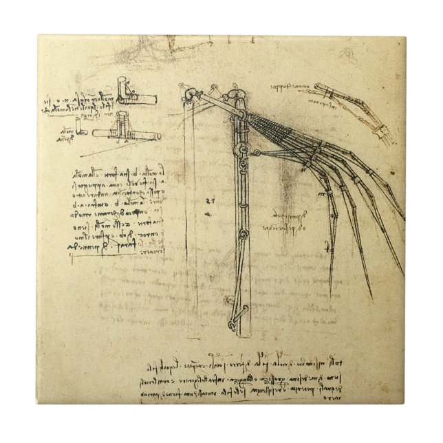 Carreau L'aile de Léonard de Vinci, esquisse de machine vo (Devant)