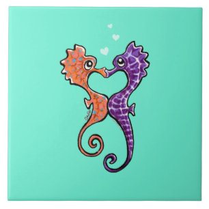 Carreau -Laisse Art™ de baiser d'hippocampe