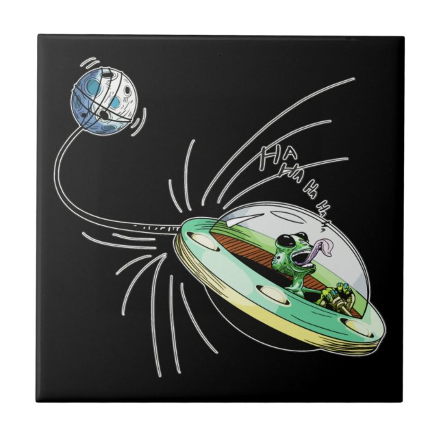 Carreau L'Alien spatial vole la lune (Devant)