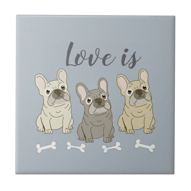 Carreau L'amour est Bouledogues Français (Devant)