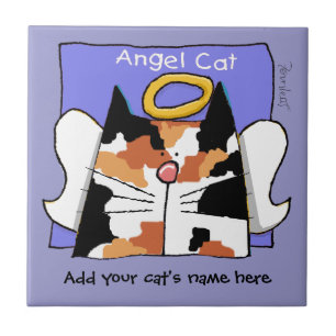 Carreau L'ange de chat de calicot personnalisent